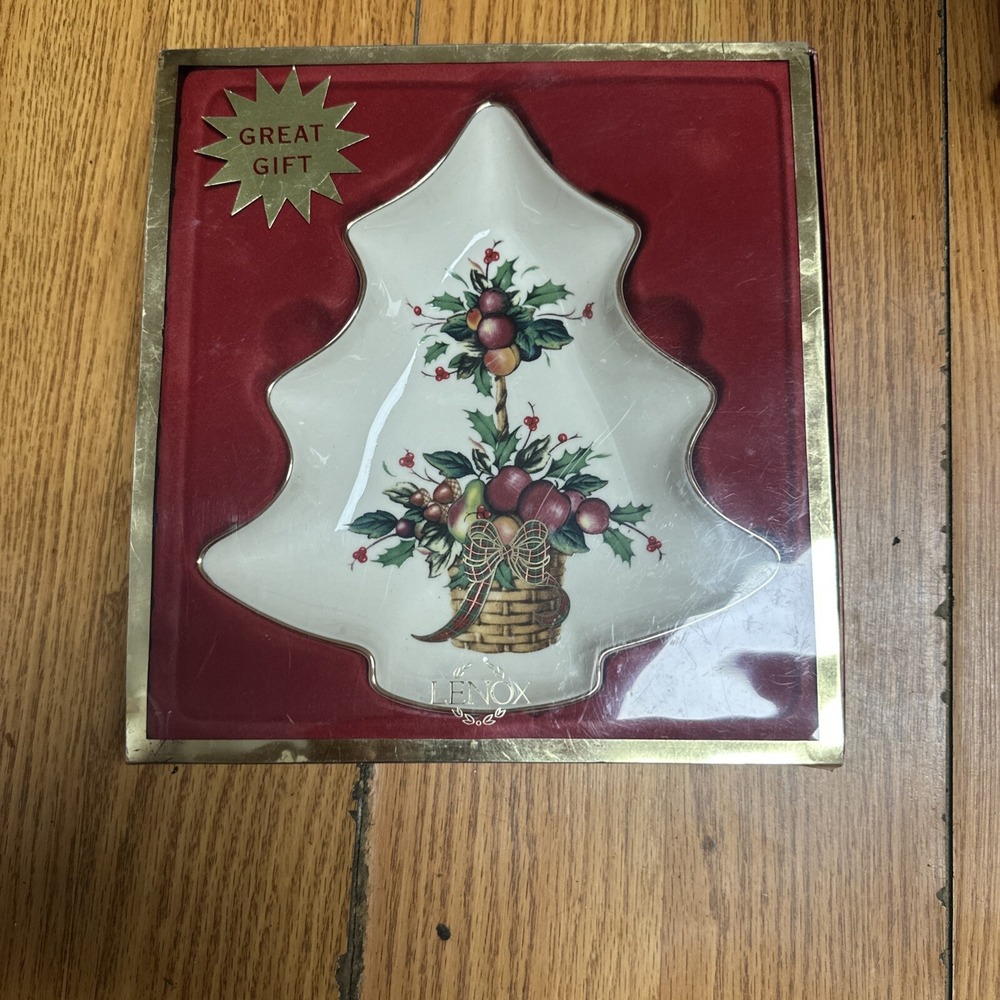 LENOX HOLIDAY TARTAN Tree Candy Dish NEW!